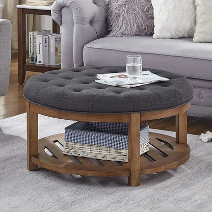 Large Round Upholstered Ottoman