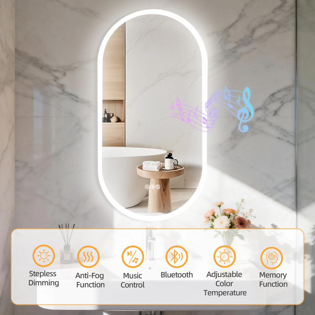 LED Bathroom Mirror 40"/48''