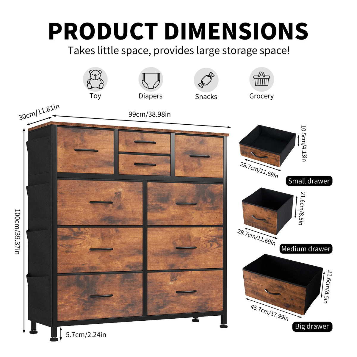 Living Room 10 Fabric Drawers