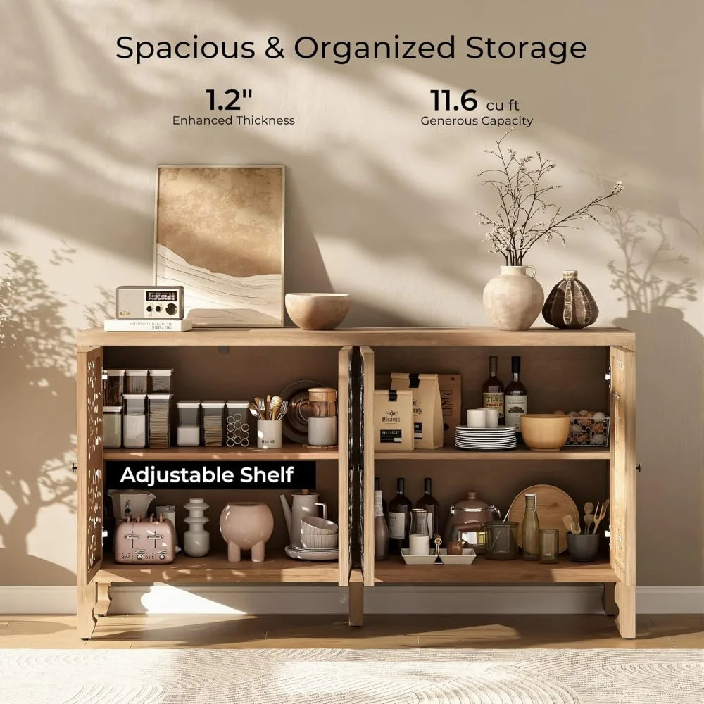 Cabinet with Storage & Carved Doors