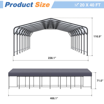 20x20/20x30/20x40FT Metal Carport