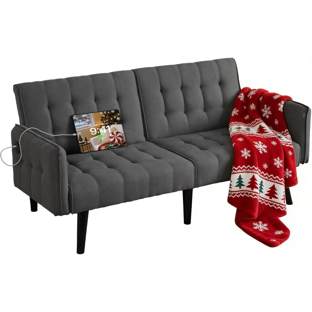65" Futon Sofa Bed 2 USB