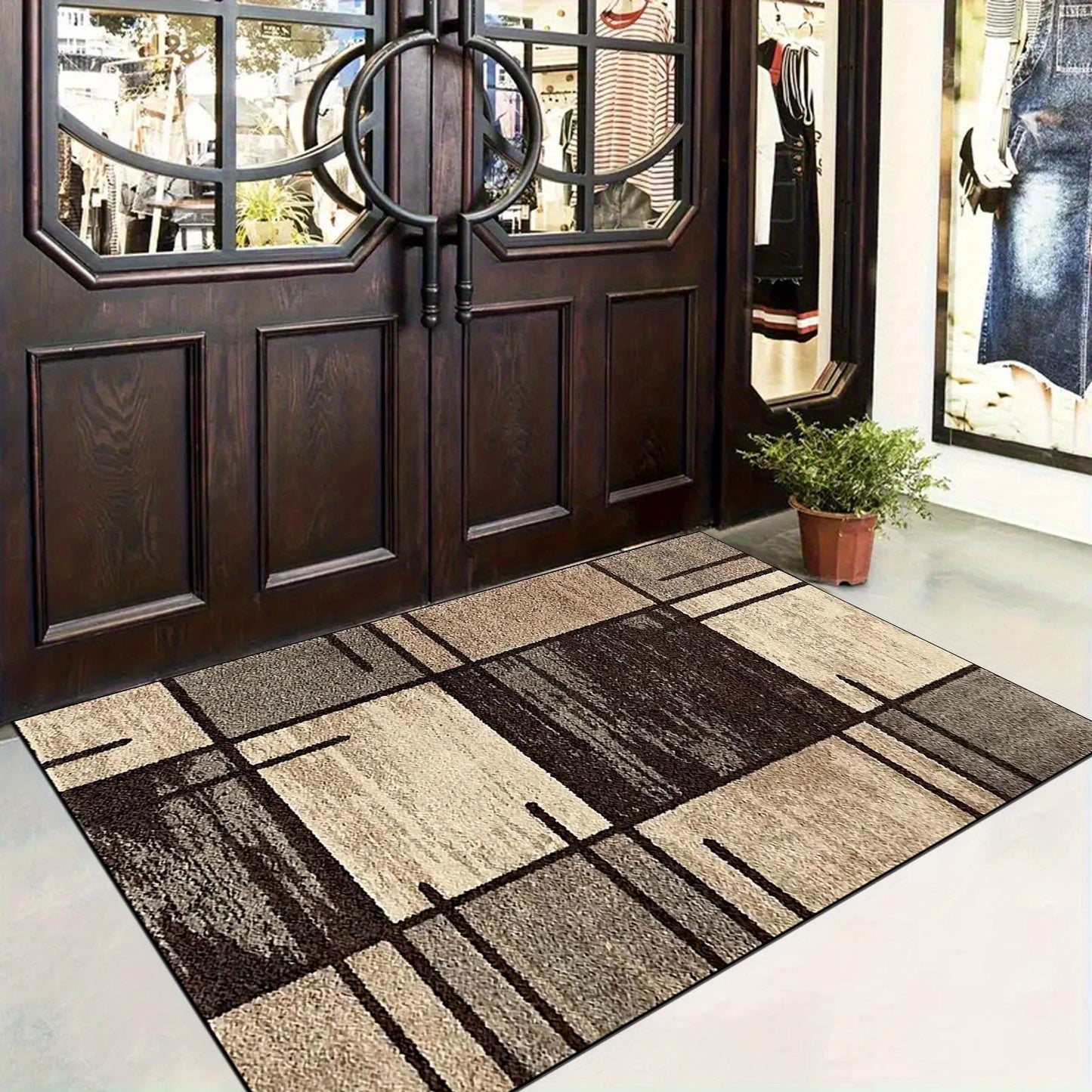 Brown Color Block Patchwork