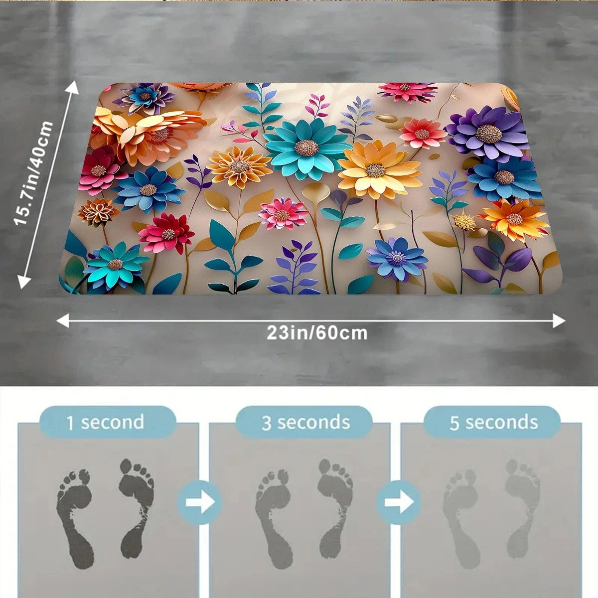1pc multi-color floral print design mat