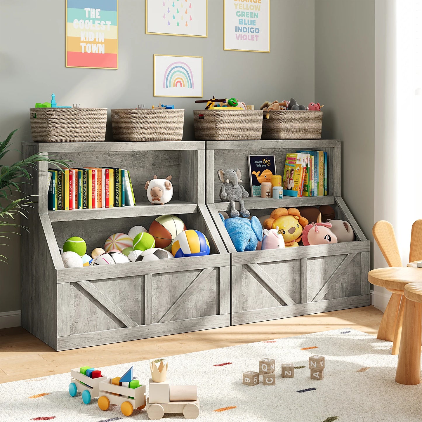 Kids Wooden Storage Organizer