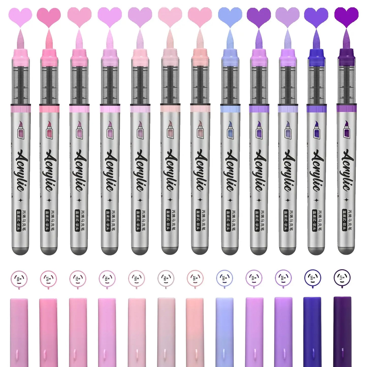 12 pcs Brush Tip Acrylic Paint Pens Set