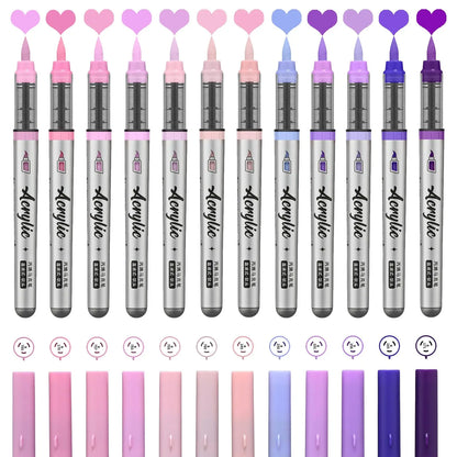 12 pcs Brush Tip Acrylic Paint Pens Set