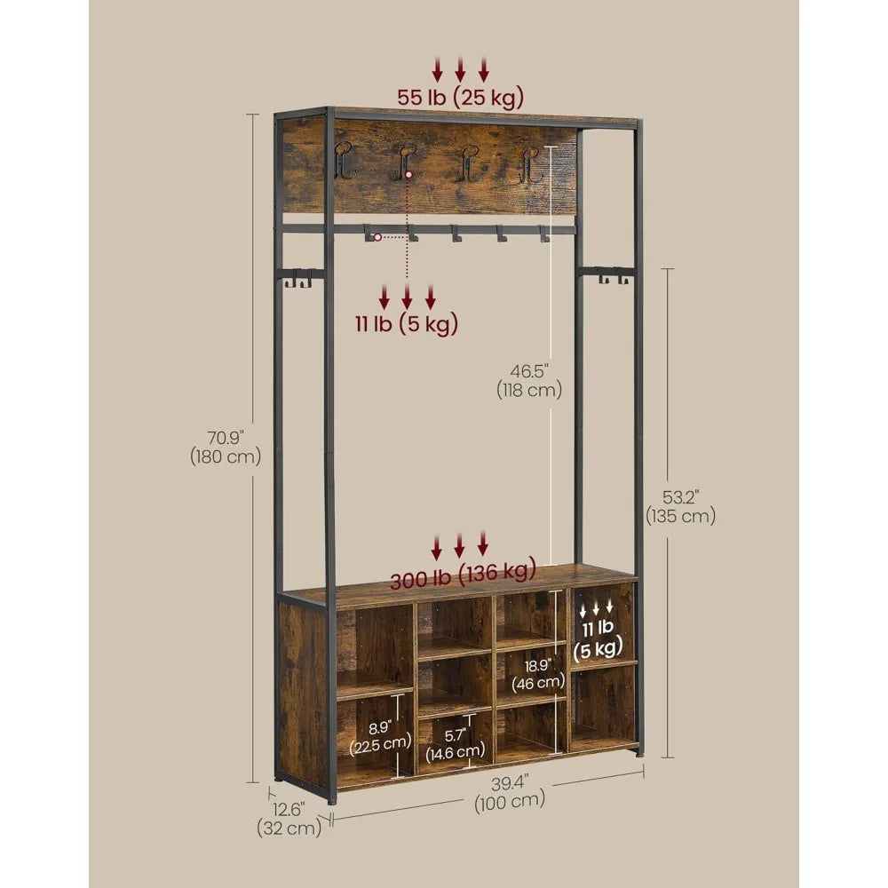 Bench and Shoe Storage, Coat Rack