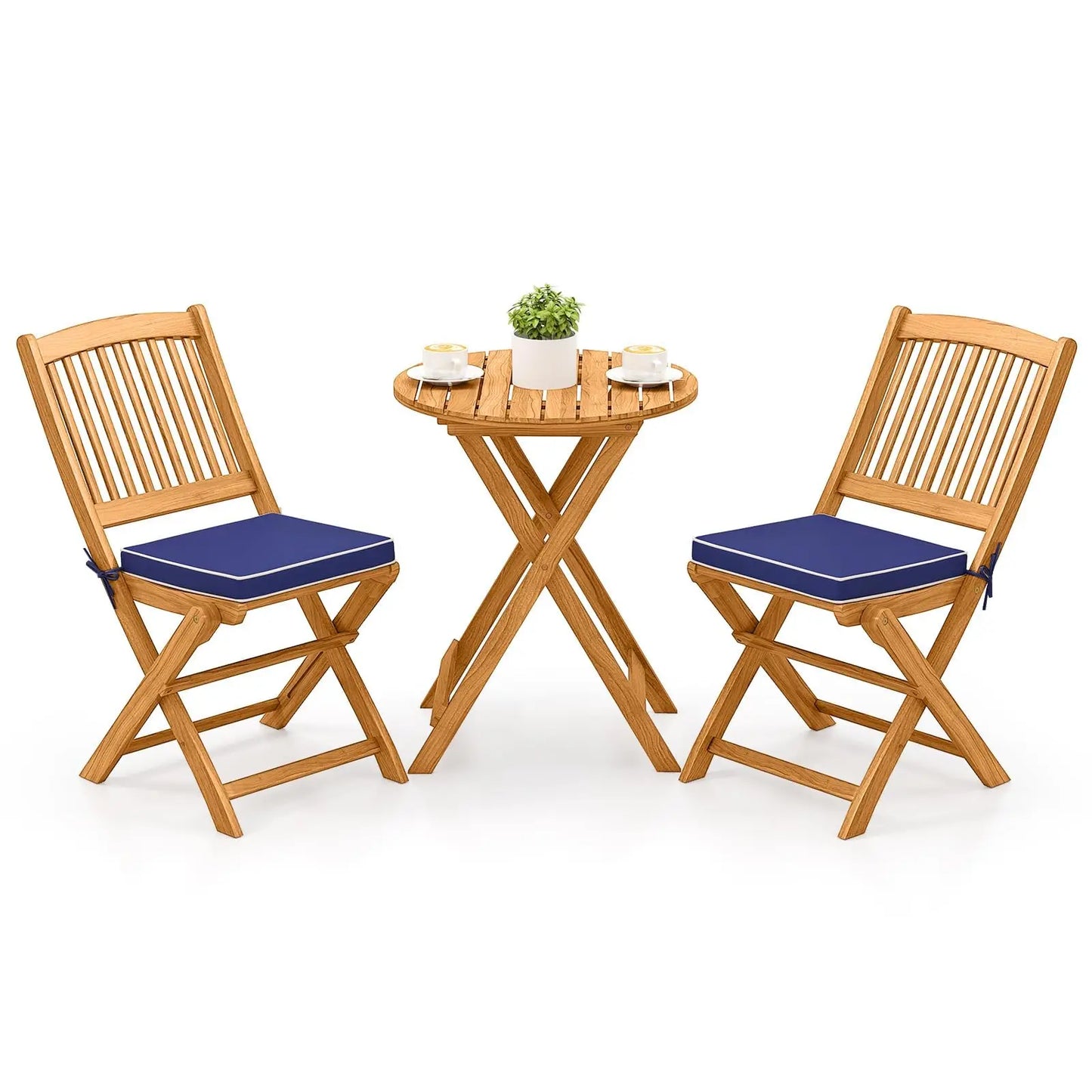 3 Pieces Wood Patio Set