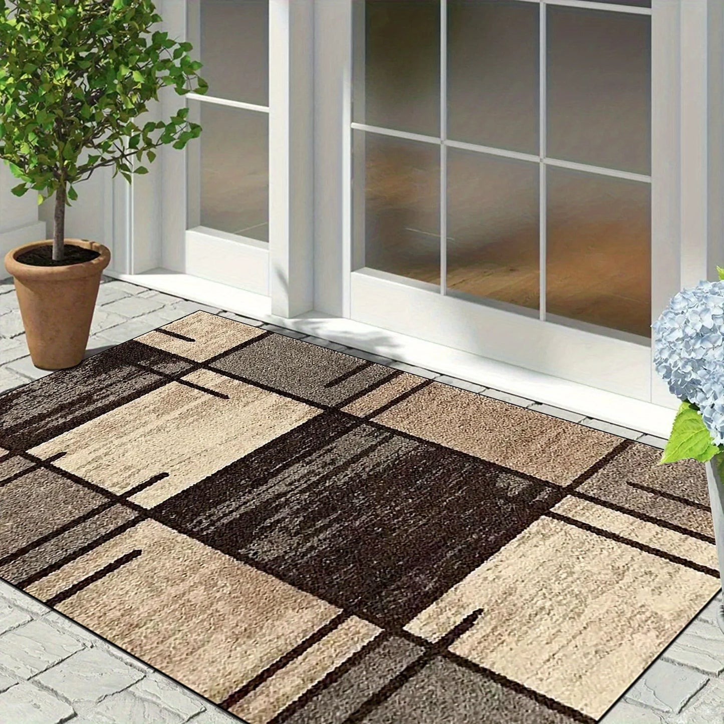 Brown Color Block Patchwork