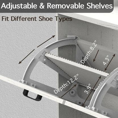 Narrow Cabinet with 2 Flip Drawers, Shoe Organizer