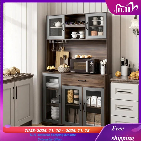 Tall Coffee Bar Cabinet