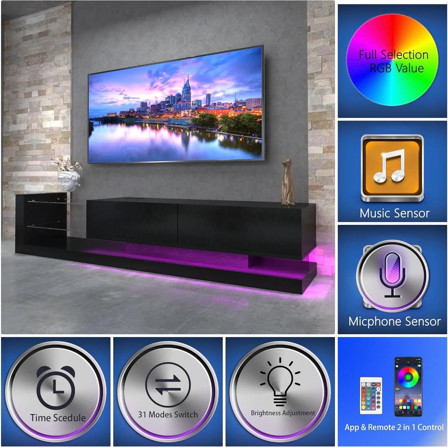 LED TV Stand for 55 65 75 Inch TV