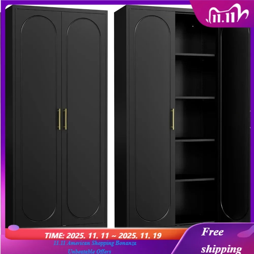 Black Metal Storage Cabinet 75 Inch Tall