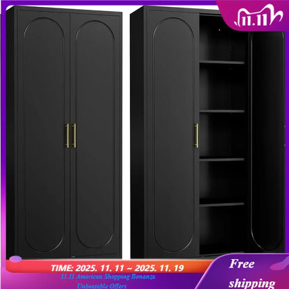 Black Metal Storage Cabinet 75 Inch Tall