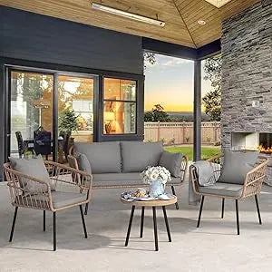 4-Piece Wicker Patio Furniture Set
