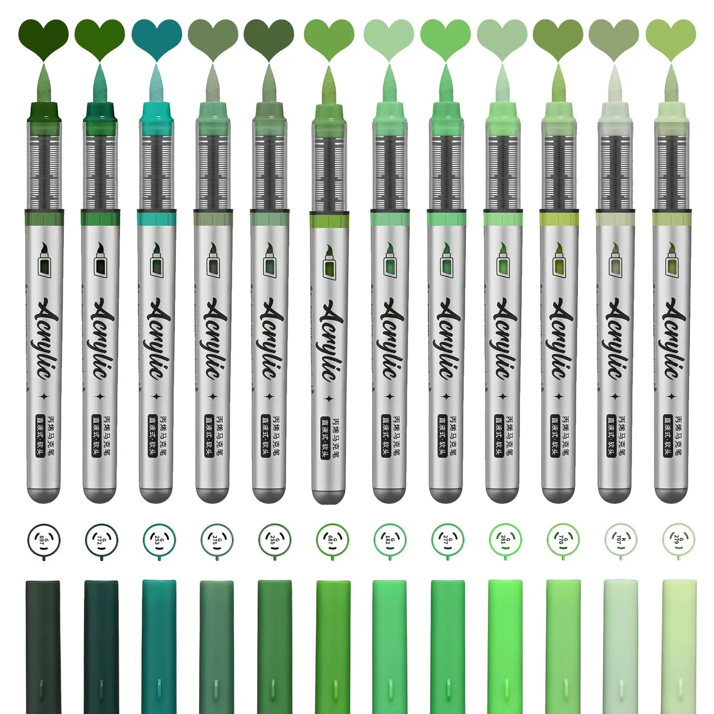 12 pcs Brush Tip Acrylic Paint Pens Set