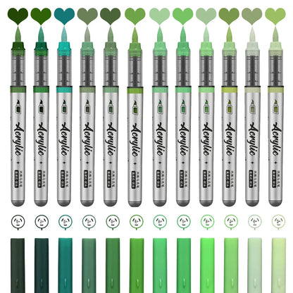 12 pcs Brush Tip Acrylic Paint Pens Set