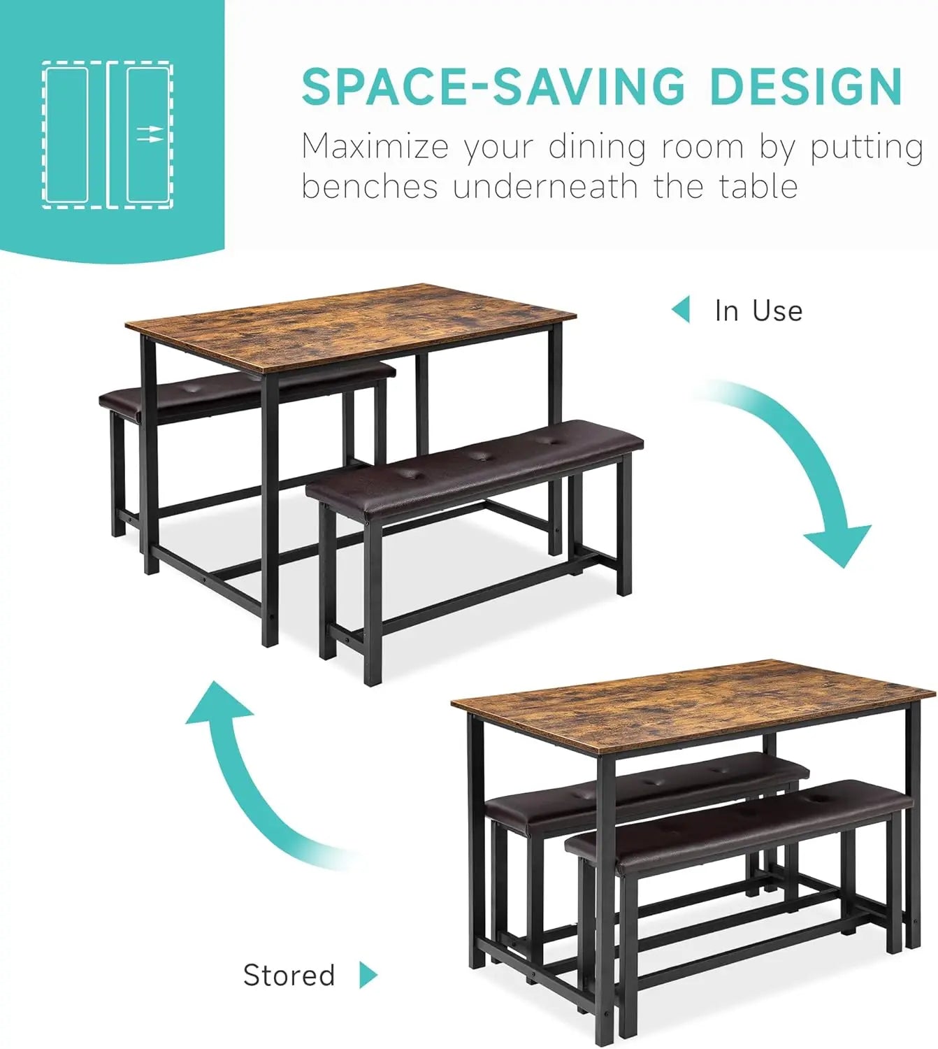 Brown Dining Table Set for 4