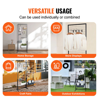 SucceBuy Grid Wall Double Side Panels w/ Hooks