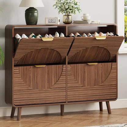 Fluted Shoe Storage Cabinet