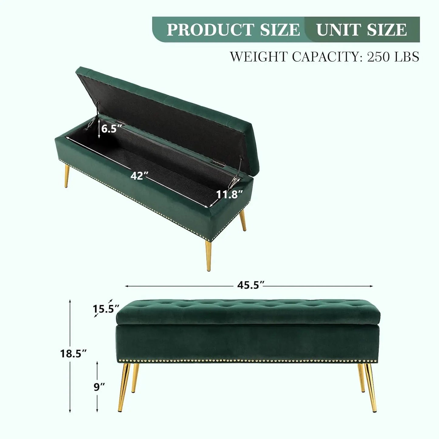 Modern Velvet Storage  Bench