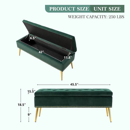 Modern Velvet Storage  Bench