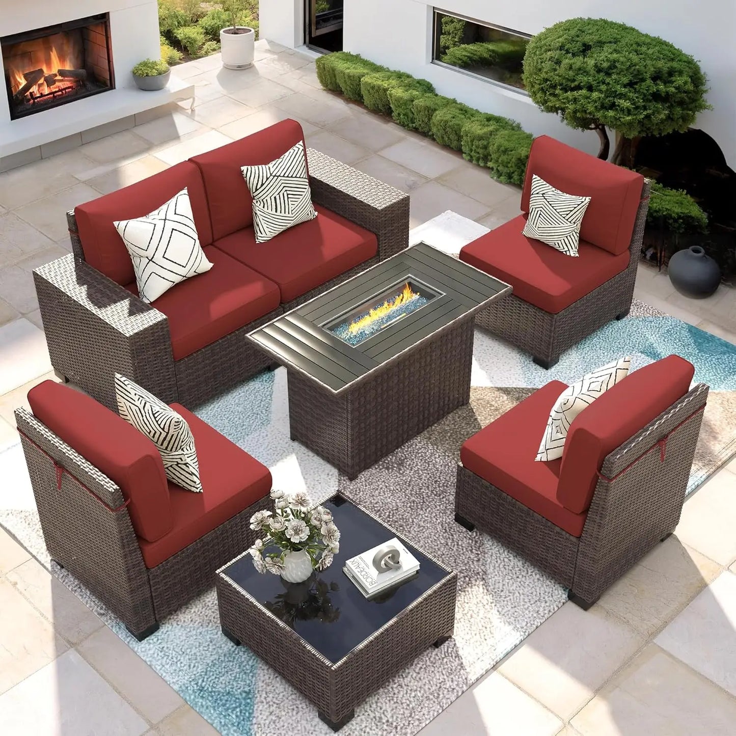 Furniture Set with Fire Pit Table