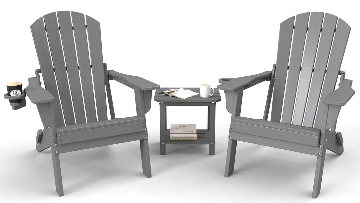 3-Piece Folding Adirondack Chair Set