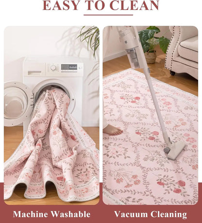 5x7 Pink Floral Rug