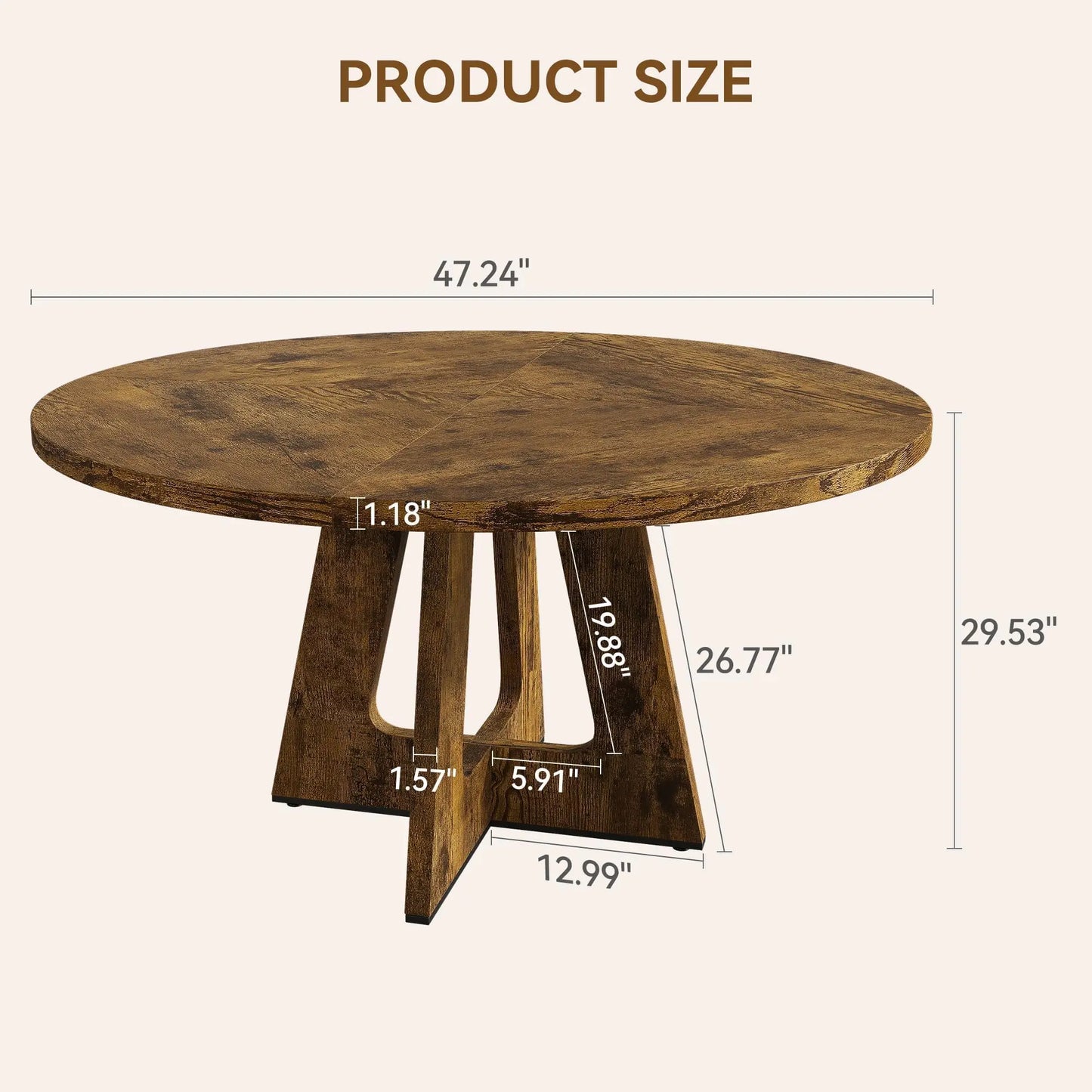 47" Round Dining Table Set For 4 To 6