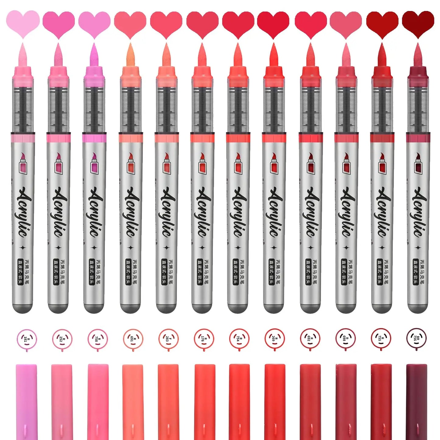 12 pcs Brush Tip Acrylic Paint Pens Set