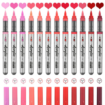 12 pcs Brush Tip Acrylic Paint Pens Set