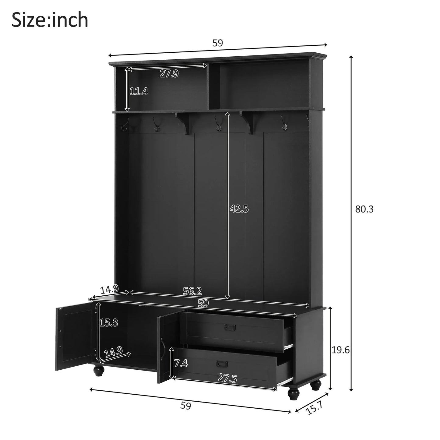 Modern Style Hall Tree With Storage