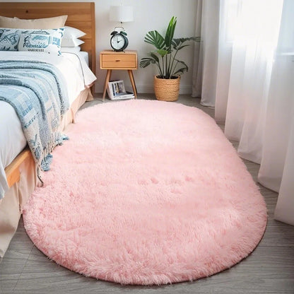 Fluffy Oval Plush Carpet