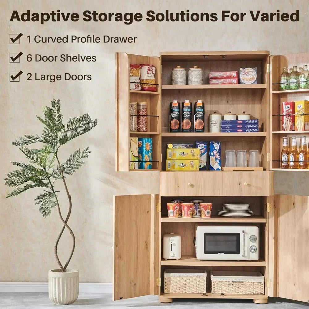 Modern Curved Kitchen Pantry Cabinet