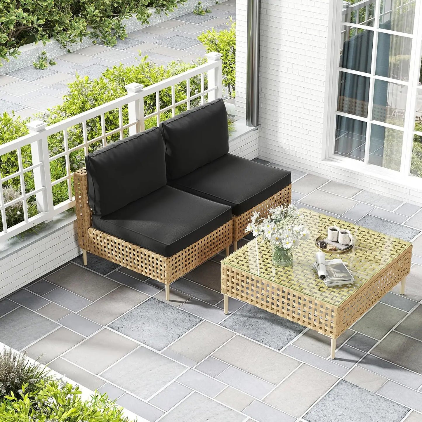 7 Piece Wicker Outdoor Sectional Sofa Set