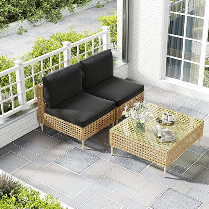 7 Piece Wicker Outdoor Sectional Sofa Set