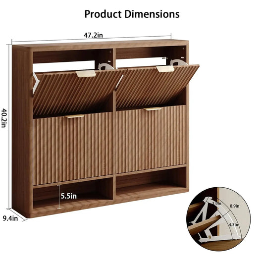 Fluted Shoe Storage Cabinet