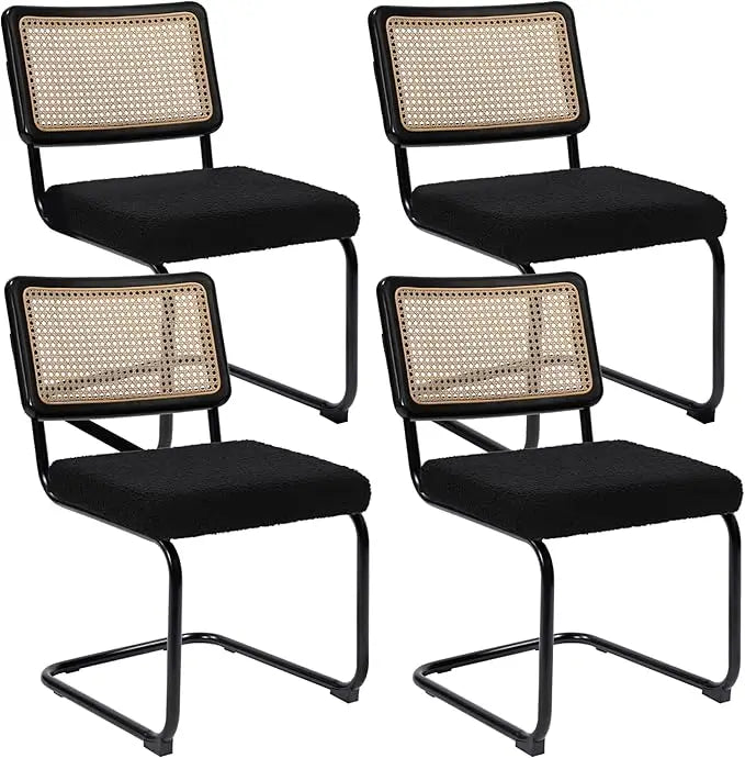 Modern Cane Dining Chairs, Set of 4