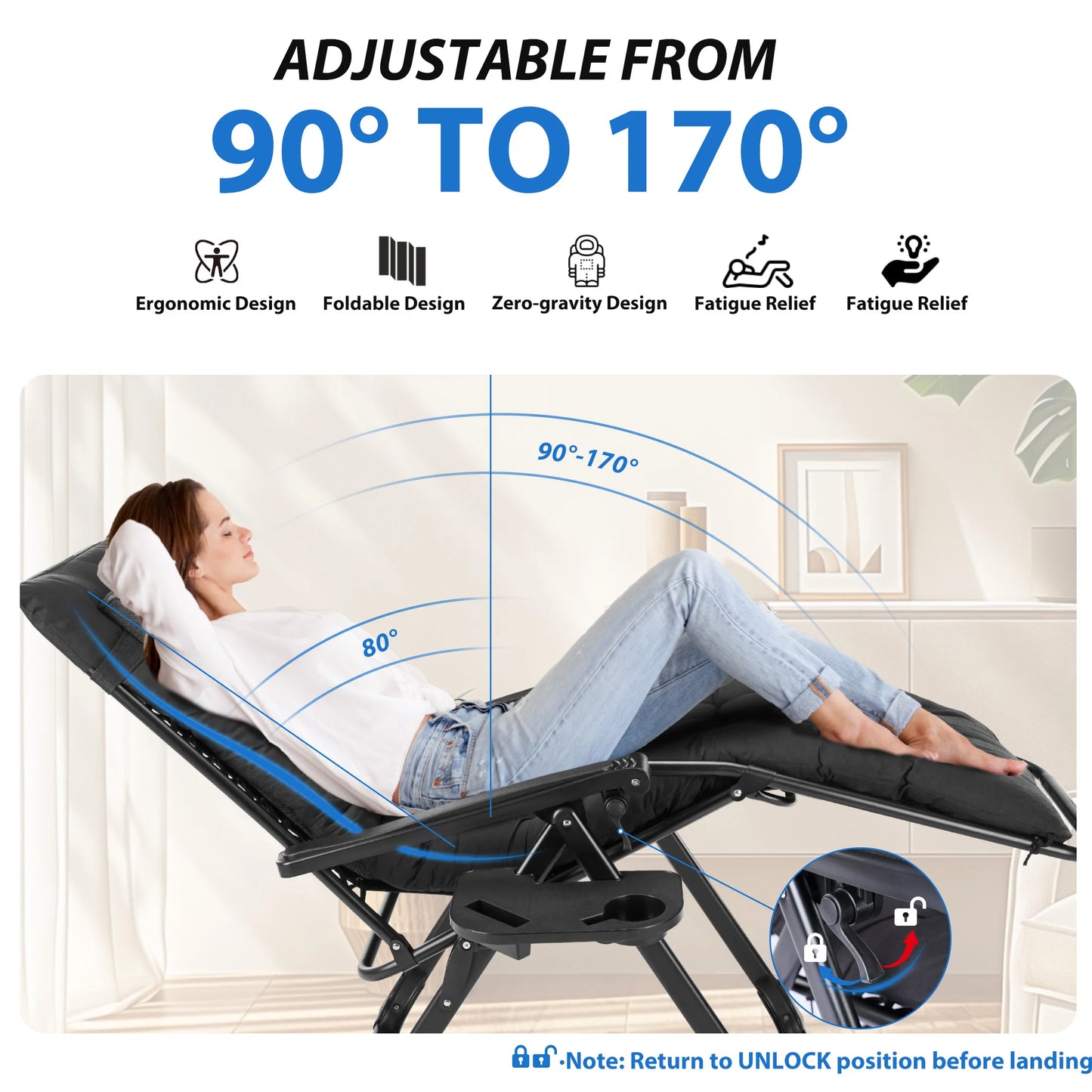 Zero Gravity Cushioned Lounge Chair