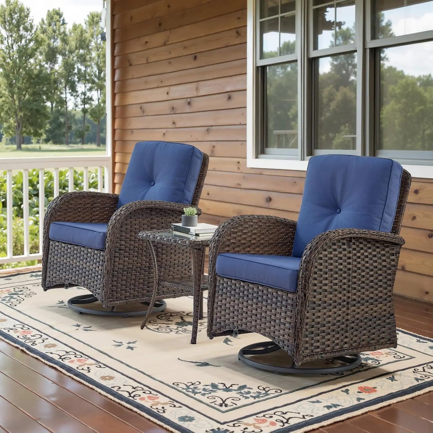 3 Pieces Black Wicker Patio Furniture
