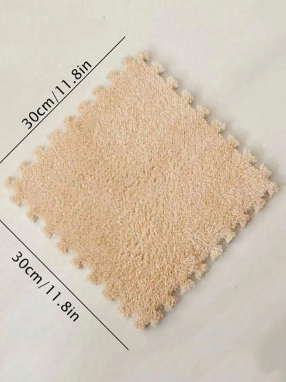 3/6/12Pcs Pink Plush Interlocking Foam Cushion Tiles