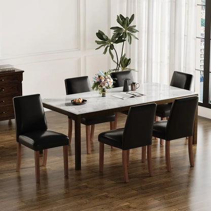 Dining Chairs Set of 6, Modern Dining Room Chairs with Wooden Legs, Upholstered Kitchen Farmhouse Parsons Chairs, Customized
