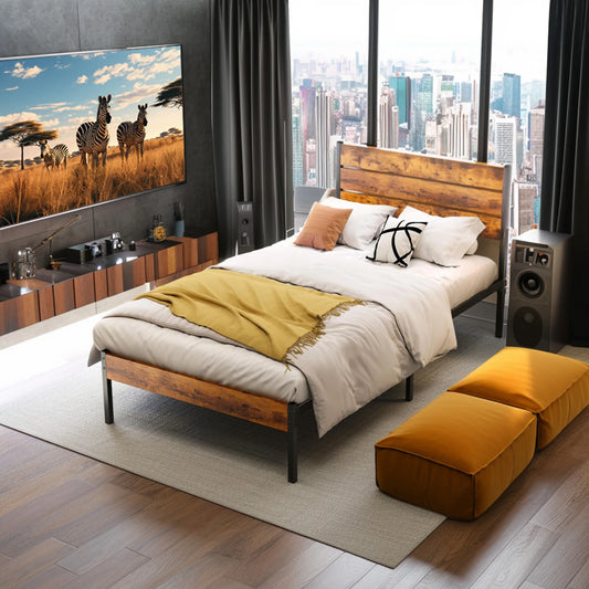 Queen Size Metal Platform Bed Frame