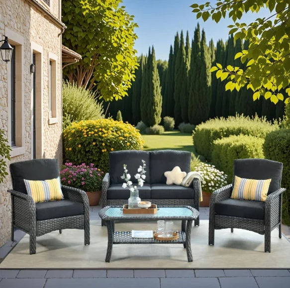 Patio Furniture Set with Cushions, Chairs