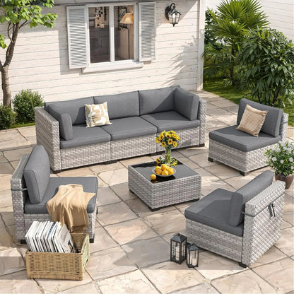 6-Seat Outdoor Wicker Set