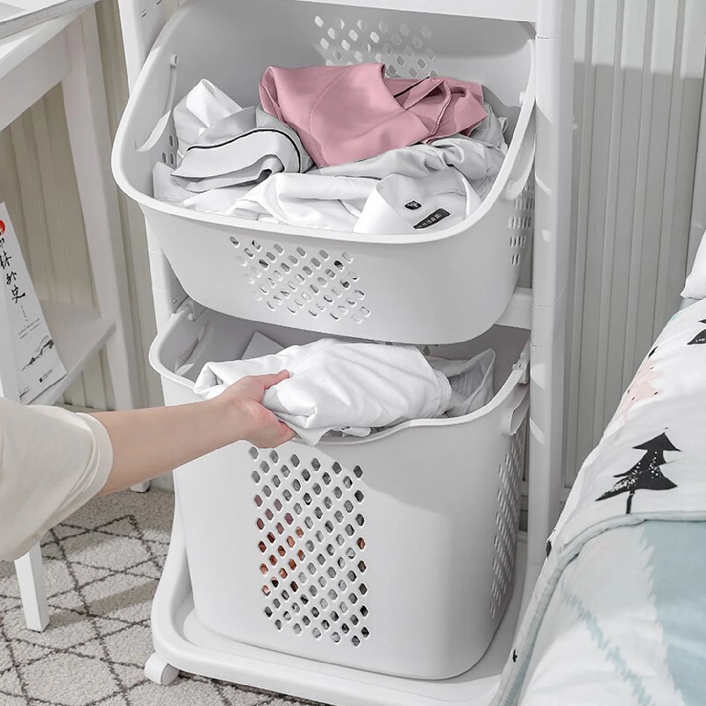 2/4 Tier Laundry Basket Cart