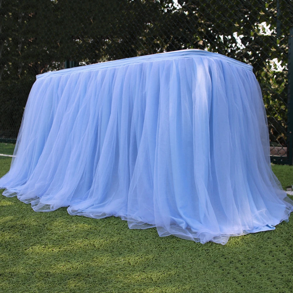 Tulle Table Skirt Elastic Mesh