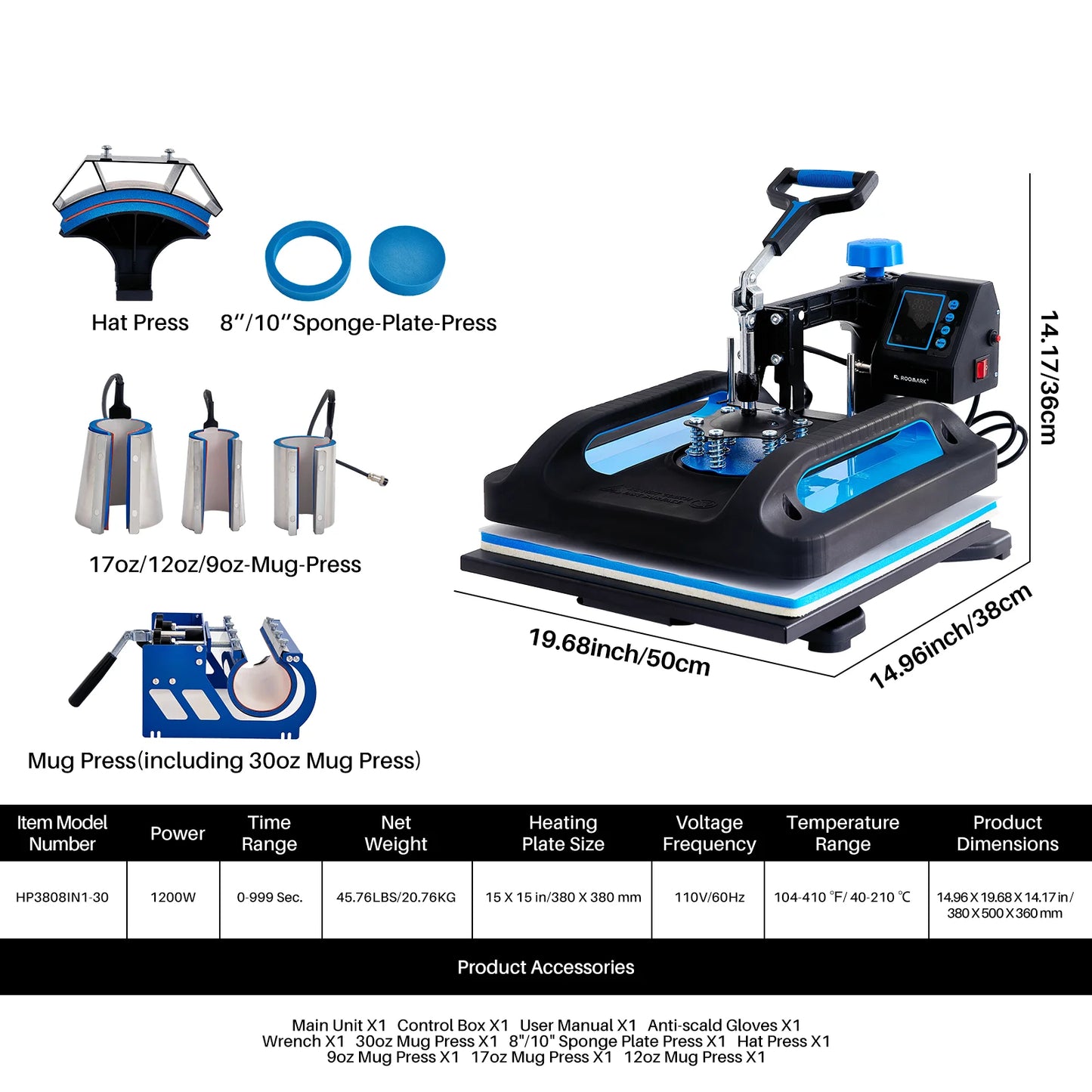 ROOMARK 8 in 1 Heat Press